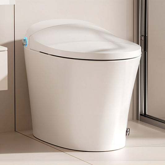 One-Piece 1/1.27 GPF High Efficiency Dual Flush Elongated Toilet in White with Heated seat and Slow-Close, Seat Included